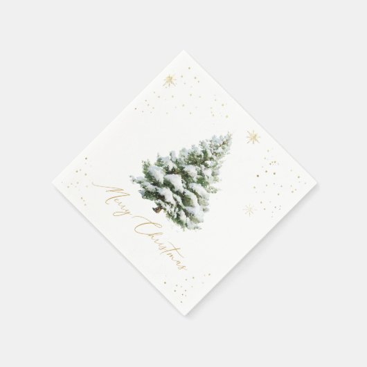 Gold & Pine Tree Christmas Serviette (Ecke)