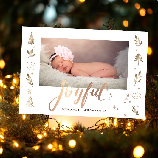 Gold Pine Tree Stars Joyful Baby Foto