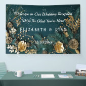 Gold Pinecones Kiefernzweige Hunter Green Willkomm Banner (Messe)