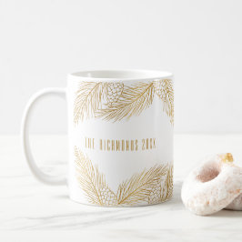 Gold Pinecones und Pine Needles Weihnachten Kaffeetasse