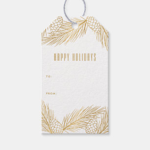 Gold Pinecones und Pine Needles Weihnachtsgeschenk Geschenkanhänger