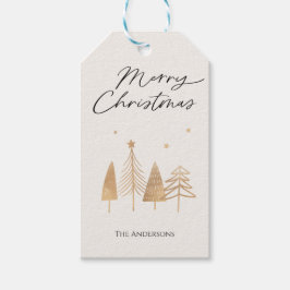 Gold Pines Moderne frohe Weihnachten individuell a Geschenkanhänger