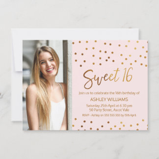 Gold Pink 16 . Geburtstag Einladung zum Geburtstag