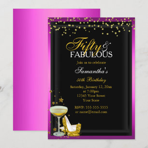 Gold Pink 50 Fabelhafte Geburtstagseinladung Einladung