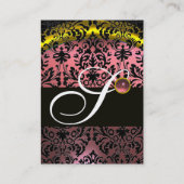 GOLD PINK BLACK AMETHYST DAMASK MONOGRAMM VISITENKARTE (Rückseite)