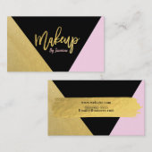Gold Pink Black Makeup Modernes Skript Pinselstric Visitenkarte (Vorne/Hinten)
