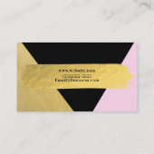 Gold Pink Black Makeup Modernes Skript Pinselstric Visitenkarte (Rückseite)
