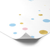 Gold Pink Blue Gender Reveal Baby Dusche Willkomme Poster (Ecke)