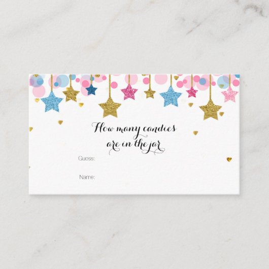 Gold Pink Blue tinkle Wie viele Candies im Glas Begleitkarte (Vorderseite)