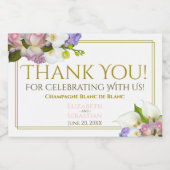 Gold & Pink Blumenpastel Hochzeit Danke Mini Schaumweinetikett (Einzelnes Label)