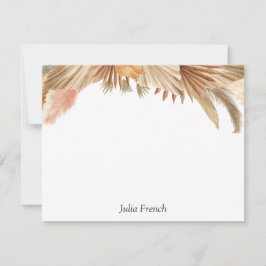Gold Pink Boho Pampas Grass Flat Note Card Mitteilungskarte