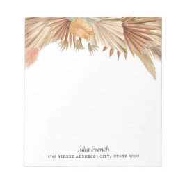 Gold Pink Boho Pampas Grass Notepad Notizblock