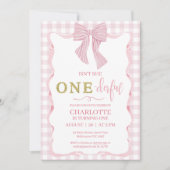 Gold Pink Bow ist nicht Sie einundhalb 1. Geburtst Einladung (Vorderseite)