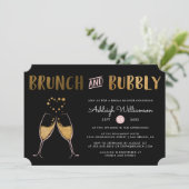 Gold & Pink Brunch & Bubbly Wedding Brautparty Einladung (Stehend Vorderseite)