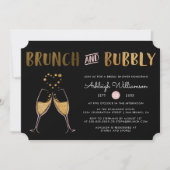 Gold & Pink Brunch & Bubbly Wedding Brautparty Einladung (Vorderseite)
