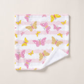 Gold & Pink Butterfly Badhandtuch Set (Waschlappen)