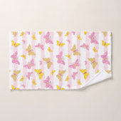 Gold & Pink Butterfly Badhandtuch Set (Handtuch)