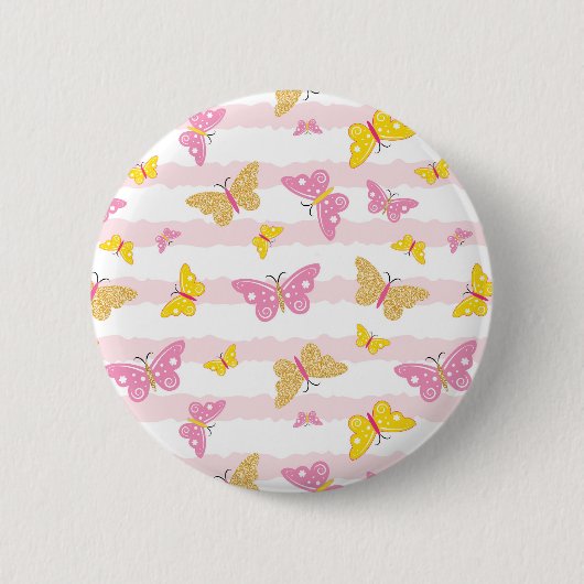 Gold & Pink Butterfly Button (Vorderseite)
