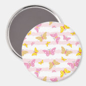 Gold & Pink Butterfly Magnet (Vorderseite/Rückseite)