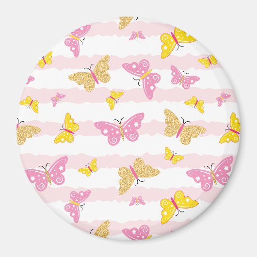 Gold & Pink Butterfly Magnet (Vorne)