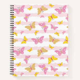 Gold & Pink Butterfly Notizblock