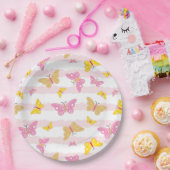 Gold & Pink Butterfly Pappteller (Party)