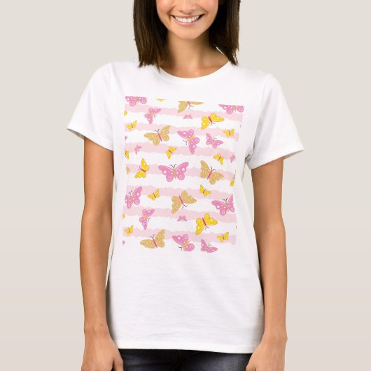 Gold & Pink Butterfly T-Shirt (Vorderseite)