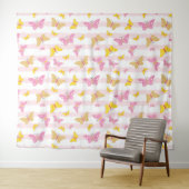 Gold & Pink Butterfly Wandteppich (Beispiel (Horizontal))