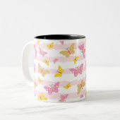 Gold & Pink Butterfly Zweifarbige Tasse (Vorderseite Links)