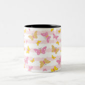 Gold & Pink Butterfly Zweifarbige Tasse (Mittel)