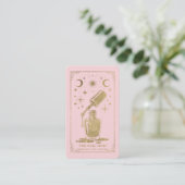 Gold Pink Celestial Tarot Nageldesignerin QR-Code Visitenkarte (Stehend Vorderseite)