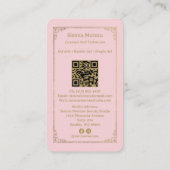 Gold Pink Celestial Tarot Nail artist QR Code Visitenkarte (Rückseite)