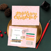 Gold Pink Christmas Pattern Ticket Gift Voucher