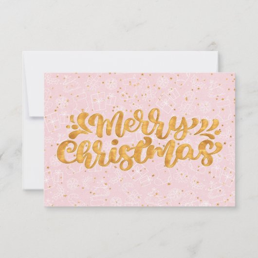 Gold Pink Christmas Pattern Ticket Gift Voucher (Rückseite)