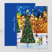 Gold Pink Christmas Winter Ice Skaten Feiertagskarte (Vorne/Hinten)