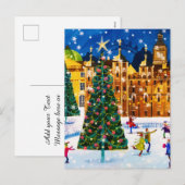 Gold Pink Christmas Winter Ice Skaten Feiertagspostkarte (Vorne/Hinten)
