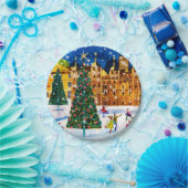 Gold Pink Christmas Winter Ice Skaten Pappteller (Party)
