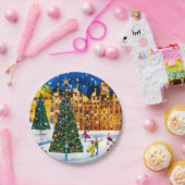 Gold Pink Christmas Winter Ice Skaten Pappteller (Party)