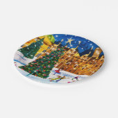 Gold Pink Christmas Winter Ice Skaten Pappteller (Schrägansicht)