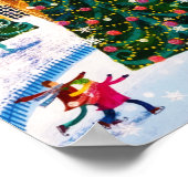 Gold Pink Christmas Winter Ice Skaten Poster (Ecke)