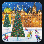 Gold Pink Christmas Winter Ice Skaten Quadratischer Aufkleber<br><div class="desc">Es ist ein Abend schneebedeckter Spaß. Jeder genießt eine Nacht auf der Bahn von Eis Skaten. In der Winterszene um sie herum erhellt das Glühen des Weihnachtsbaumes den frisch fallenden Schnee.</div>