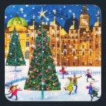 Gold Pink Christmas Winter Ice Skaten Quadratischer Aufkleber<br><div class="desc">Es ist ein Abend schneebedeckter Spaß. Jeder genießt eine Nacht auf der Bahn von Eis Skaten. In der Winterszene um sie herum erhellt das Glühen des Weihnachtsbaumes den frisch fallenden Schnee.</div>