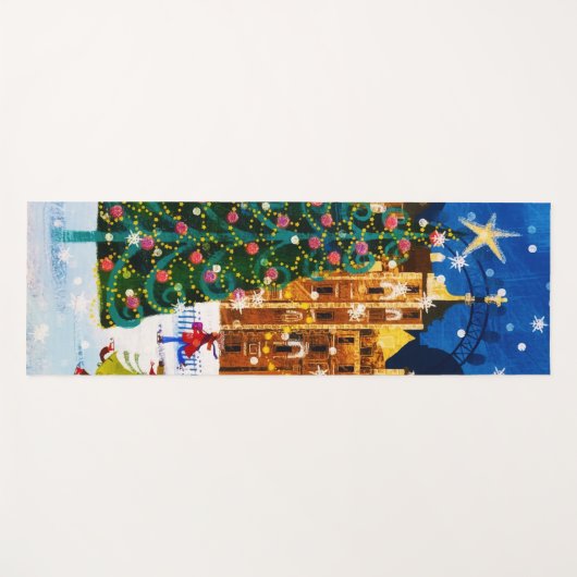 Gold Pink Christmas Winter Ice Skaten Yogamatte (Vorderseite (Horizontal))