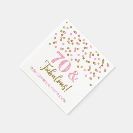 Gold Pink Confetti 70 & Fabulous Serviette (Ecke)