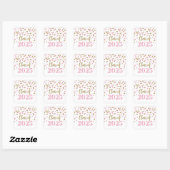 Gold Pink Confetti Abschluss 2025 Square Sticker (Blatt)