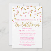 Gold Pink Confetti Bridal Dusche Einladung (Rückseite)