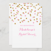 Gold Pink Confetti Bridal Dusche Einladung (Vorne/Hinten)