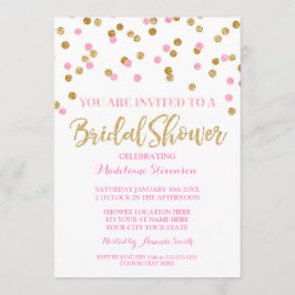 Gold Pink Confetti Bridal Dusche Einladung