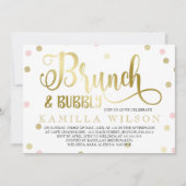 Gold & Pink Confetti Brunch & Bubbly Brautparty Einladung (Vorderseite)