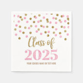 Gold Pink Confetti Class of 2025 Napkins Serviette (Vorderseite)